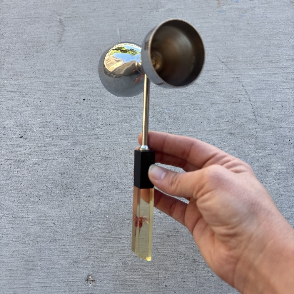 VTG Premium Double Side Peg Measure Jigger Chromed & Clear Cocktail w/ Handle
